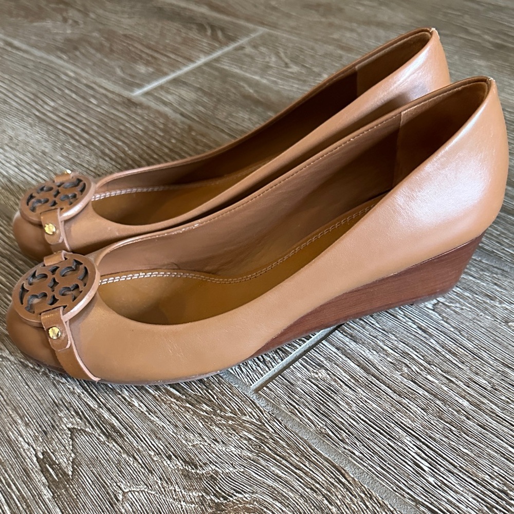 Tory Burch Brown Leather Wedges